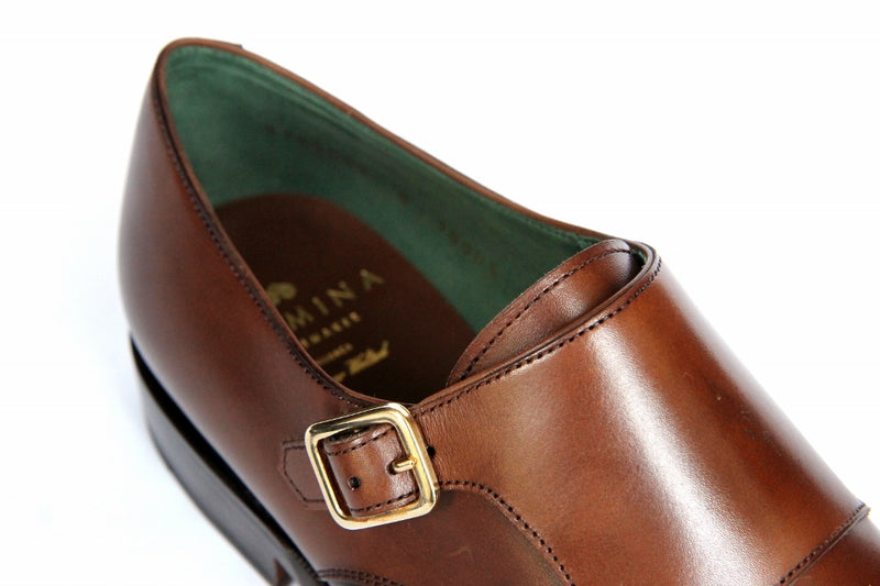 FINAL SALE Carmina Shoes Double monk strap, brown vegano leather, Simpson last