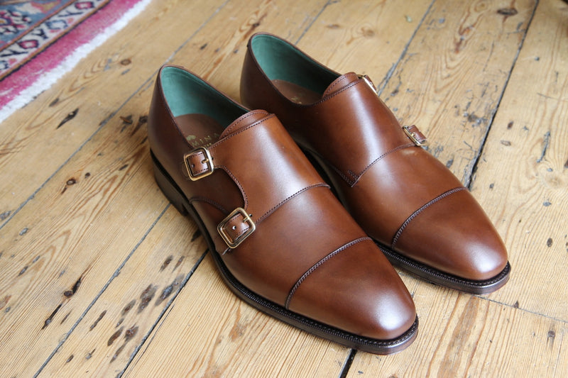 FINAL SALE Carmina Shoes Double monk strap, brown vegano leather, Simpson last