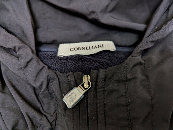 Corneliani XL/56 Navy Zip Hoodie Cotton/Technical Sweatshirt