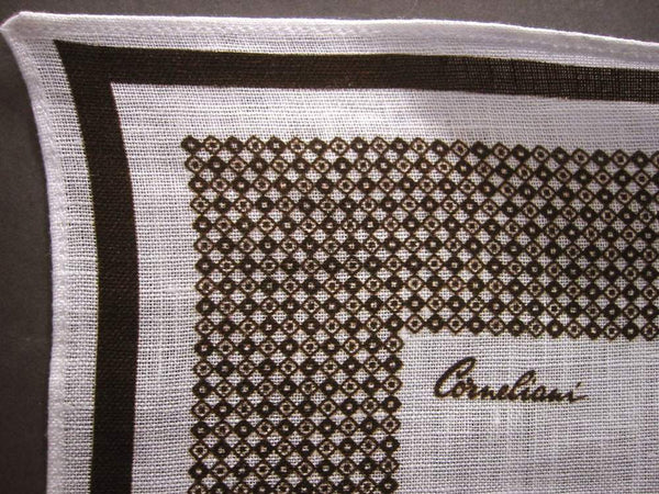 Corneliani Pochette: White with brown, pure linen