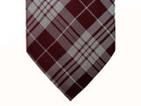 Corneliani Tie: Reddish brown & cement plaid, pure silk