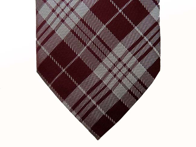 Corneliani Tie: Reddish brown & cement plaid, pure silk