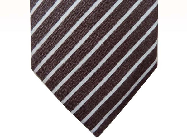 Corneliani Tie: Soft heather brown with white stripes, pure silk