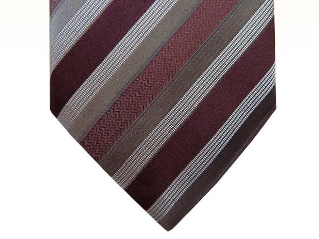 Corneliani Tie: Gray with brown/silver stripes, pure silk