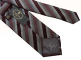 Corneliani Tie: Gray with brown/silver stripes, pure silk
