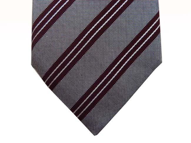 Corneliani Tie: Gray melange with brown stripes, pure silk