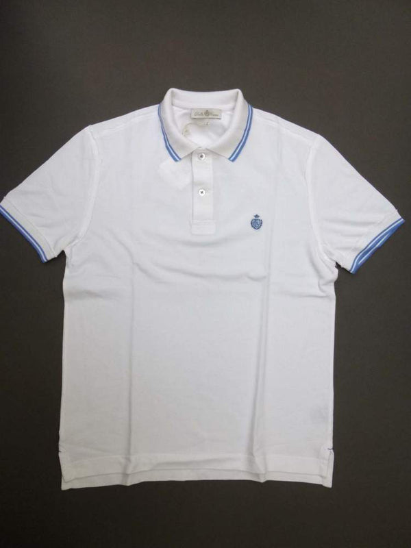 Della Ciana Polo Shirt White Double tipped trim Cotton pique