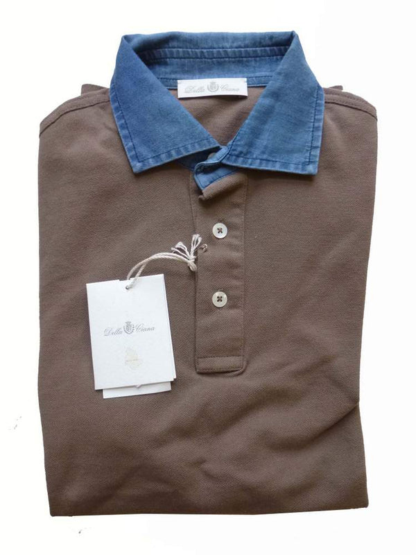 Della Ciana Polo Shirt X-Small Cocoa brown Cotton pique