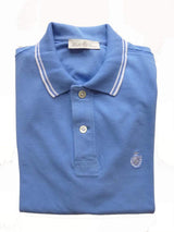 Della Ciana Polo Shirt Sky blue Double tipped collar Cotton pique