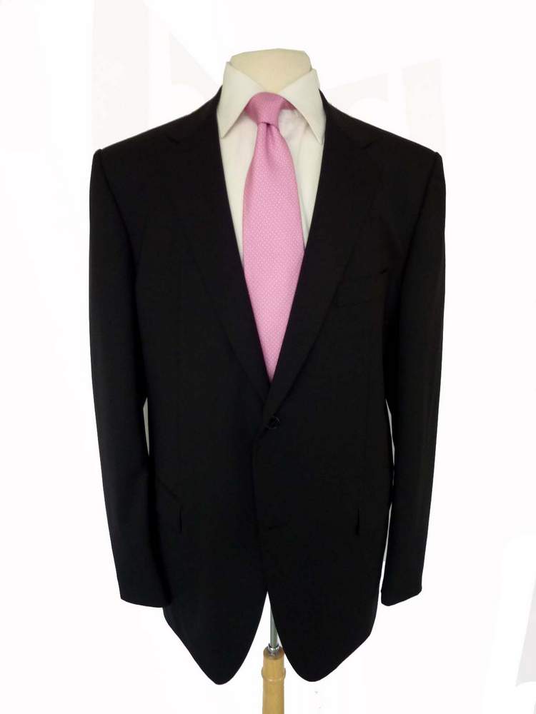 Caruso for Dell 'Oglio Suit: 46L, Black, 3 button, super 130's wool