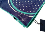 Drake's Pocket Square: Navy circles and dots print, Pure cotton