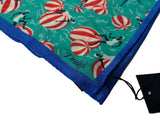 Drake's Pocket Square: Bright teal beachball print, Pure cotton