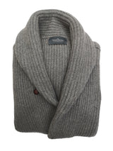 The Wardrobe Sweater Grey Shawl Collar, Cardigan 4-ply Cashmere