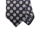 Drake's Tie: Navy textured spot print, Silk/Cotton/Nylon