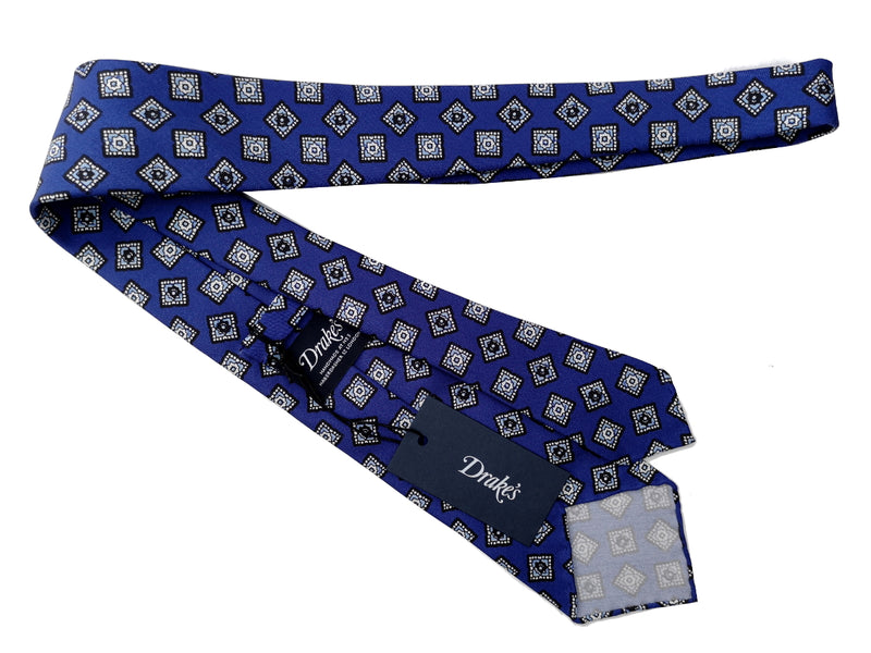 Drake's Tie: Periwinkle neat print, Silk