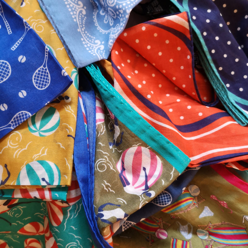 Drake's Pocket Square: Bright teal beachball print, Pure cotton