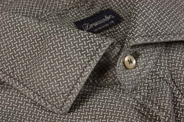 Drumohr Shirt: 16, Faded grey and white pattern, slim fit, spread collar, pure washed cotton