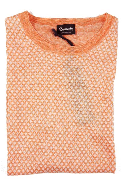 Drumohr Sweater: Small, Soft heathered orange diamond pattern, crewneck vest, pure cotton