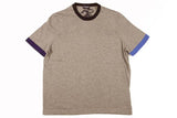 Drumohr Sweater: Small, Light grey with shades of blue trim, short sleeve crewneck, pure cotton