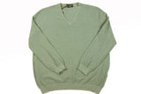 Drumohr Sweater: Small, Dull spearmint green weave, V-neck, pure cotton