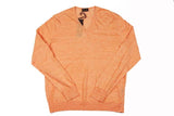 Drumohr Sweater: Small, Orange & white melange, V-neck, linen/cotton