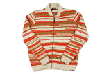 Drumohr Sweater: Small, Orange/tan/natural knit, zip cardigan, cotton/linen