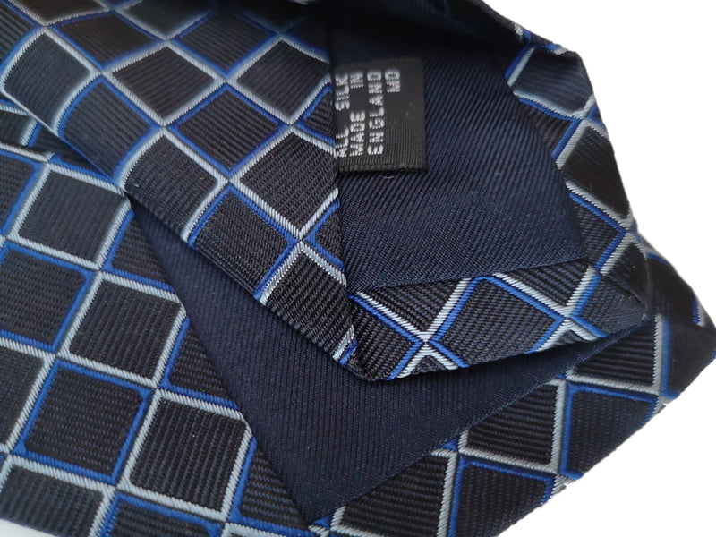 Drake's Tie: Navy square woven, Silk