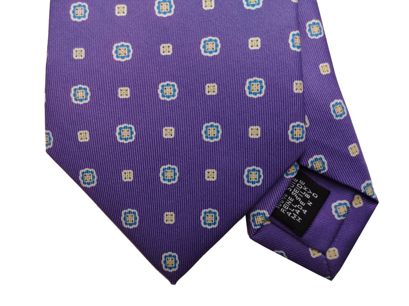 Drake's Tie: Light purple geometric print, Silk