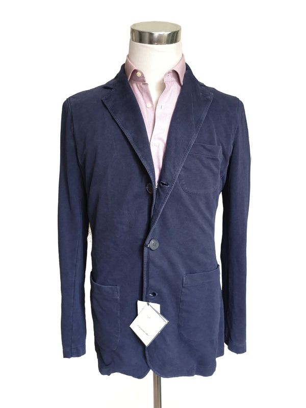 Drumohr Sport Coat 36/38R Navy blue Cotton stretch jersey