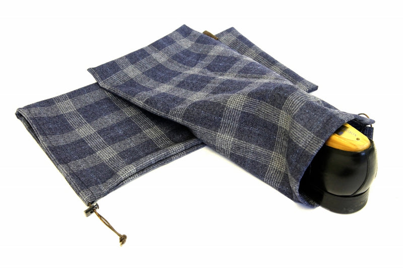 Sartorial Home Shoe Bags, Medium blue plaid, pure wool