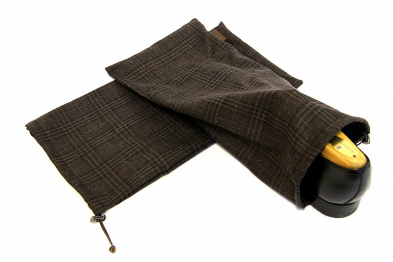 Sartorial Home Shoe Bags, Brown plaid, wool/linen/silk