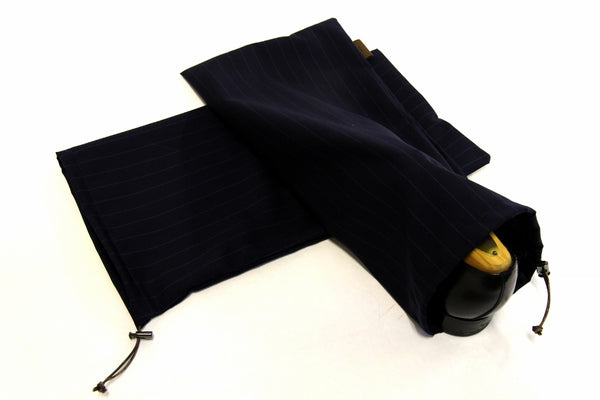 Sartorial Home Shoe Bags, Navy pinstripes, pure wool