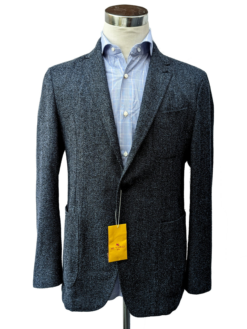 Etro Sport Coat 41/42R Dark Blue Weave Wool Blend