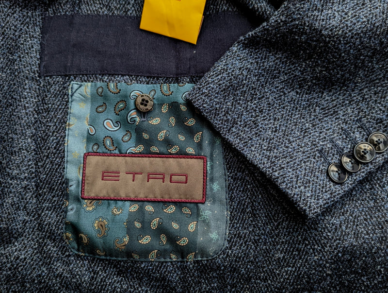 Etro Sport Coat 41/42R Dark Blue Weave Wool Blend