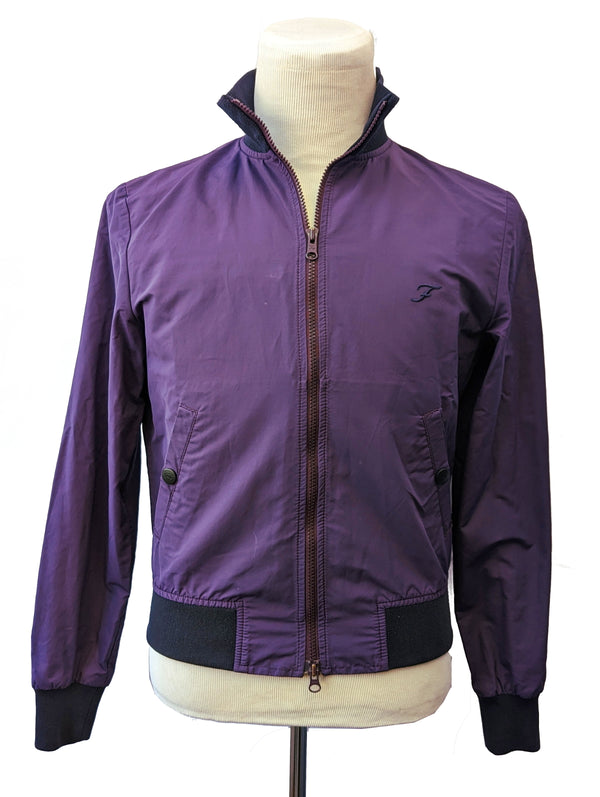 Fay Jacket S Eggplant Purple Zip front Blouson Cotton/Poliamid