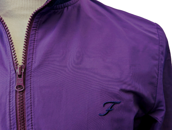 Fay Jacket S Eggplant Purple Zip front Blouson Cotton/Poliamid