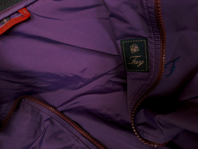 Fay Jacket S Eggplant Purple Zip front Blouson Cotton/Poliamid