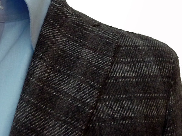 Gabardine Sport Coat Charcoal gray plaid, 2 button, wool blend