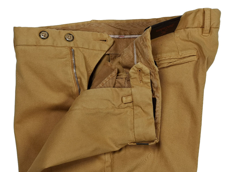 Gio Zubon by LBM 1911 Trousers 35/36, Washed Mustard Pleated front Slim fit Cotton/Elastane