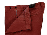 Gio Zubon by LBM 1911 Trousers 35/36, Washed red Pleated front Slim fit Cotton/Elastane corduroy