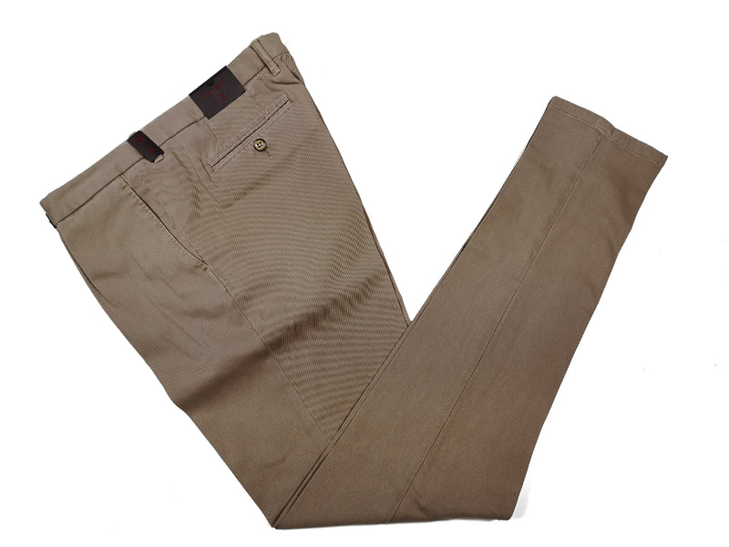 Gio Zubon by LBM 1911 Trousers 35/36, Khaki Pleated front Slim fit Cotton/Elastane