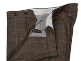 Gio Zubon by LBM 1911 Trousers 35/36, Brown plaid Pleated front Slim fit Wool blend