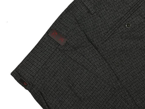 Gio Zubon by LBM 1911 Trousers 35/36, Grey check Pleated front Slim fit Cotton/Elastane