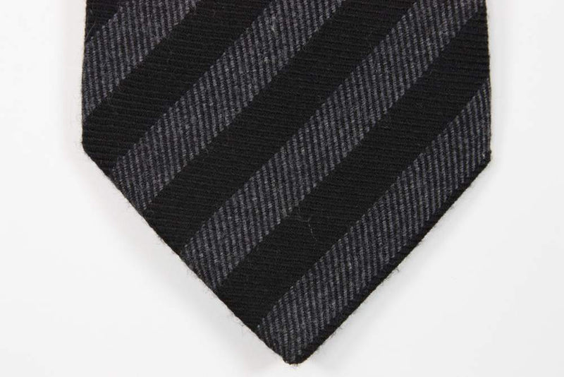 Sasa Tie, Black with charcoal grey stripes, 3.5" wide, wool