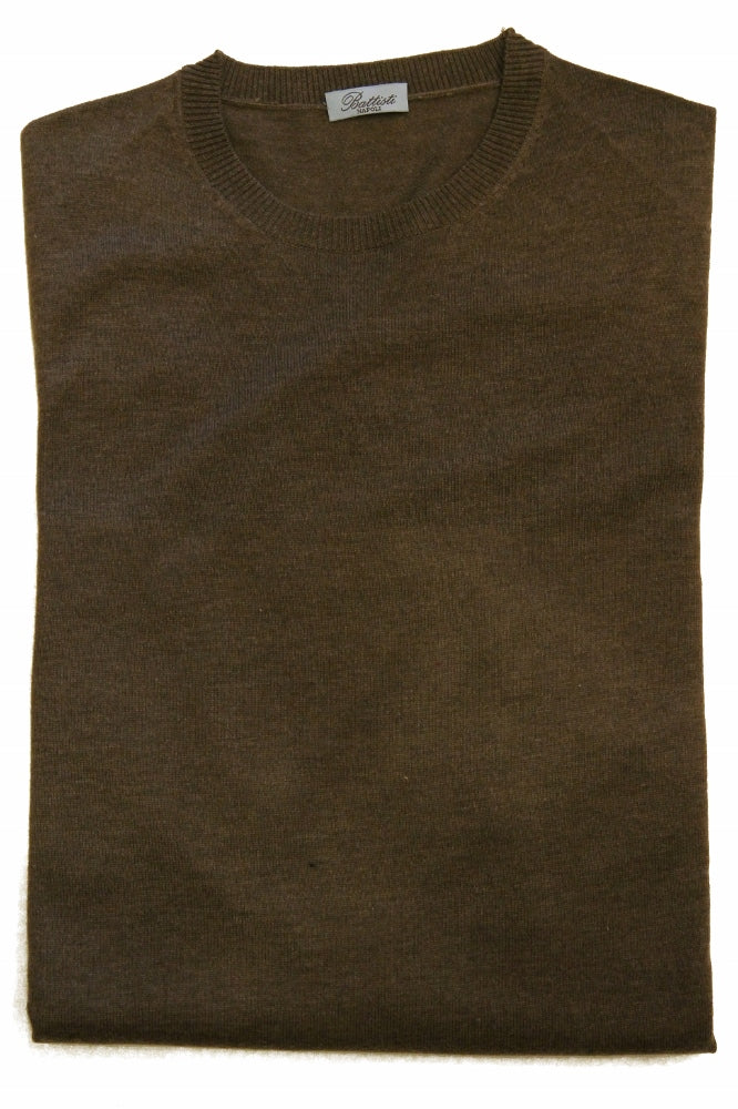 Battisti Sweater: Light brown, Crew neck, cashmere silk blend