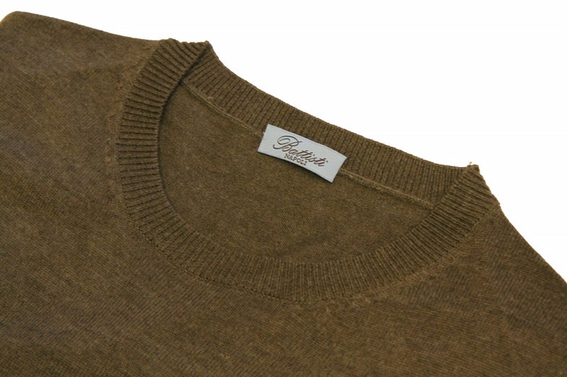 Battisti Sweater: Light brown, Crew neck, cashmere silk blend