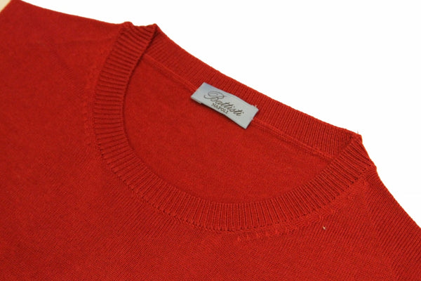 Battisti Sweater: Red, Crew neck, cashmere silk blend
