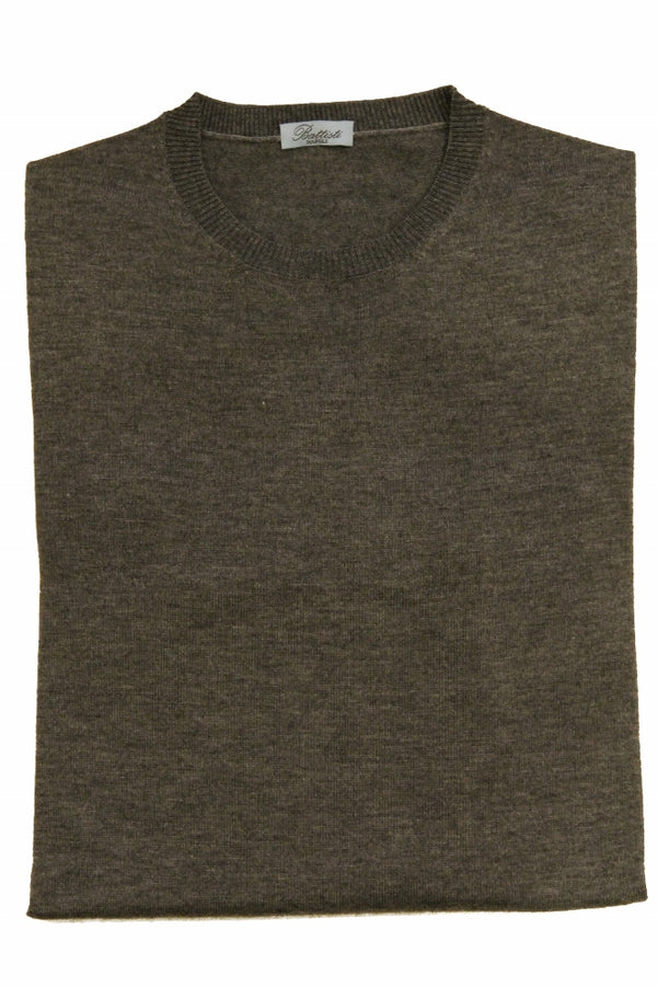 Battisti Sweater: Medium grey, Crew neck, cashmere silk blend