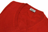 Battisti Sweater: Deep red, V-neck, cashmere silk blend