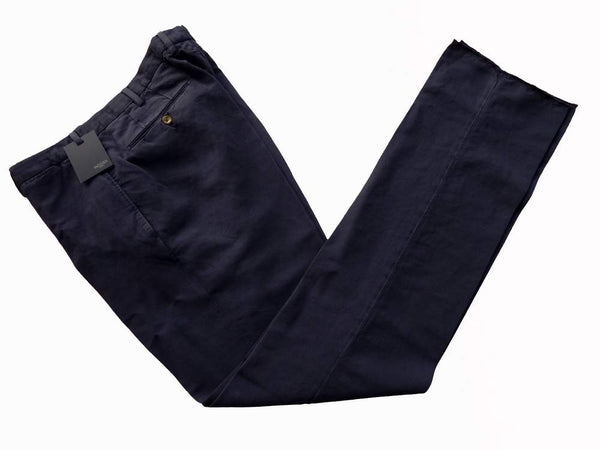 Incotex Trousers: 30, Faded navy blue, flat front, cotton/linen